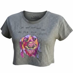 Legit Concerns Women’s Graphic Dog Crop Top Tee Size XS